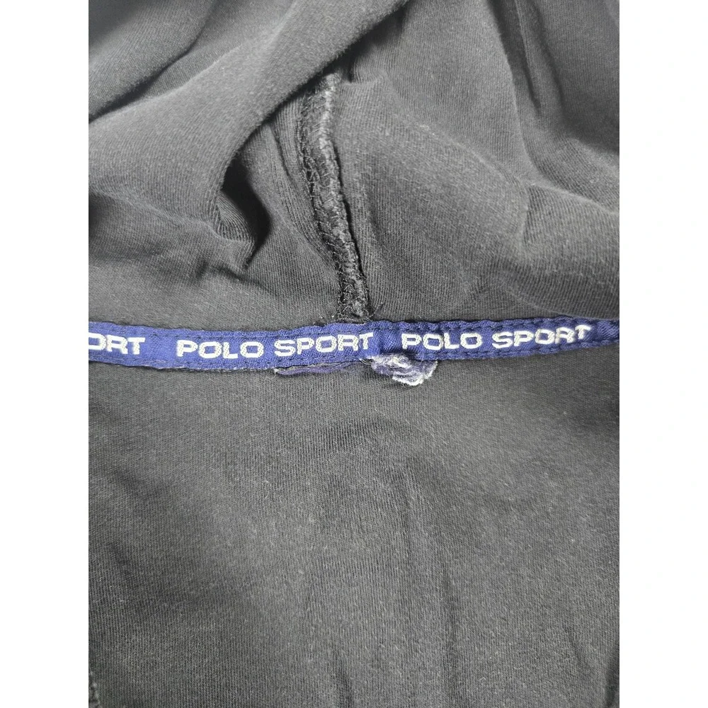 Vintage Polo Ralph Lauren Polo Sport Hoodie Mens Large Black Full Zip USA Flag